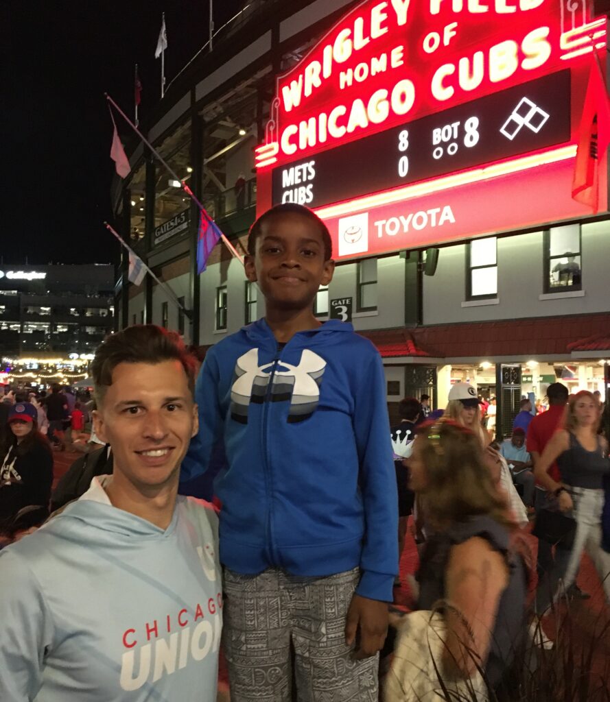 Chicago Cubs fan Priscilla Huch of Chicago smiles while talking